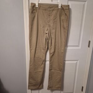 Chicos Slimming Straight Leg Tan Womens Jeans 14T